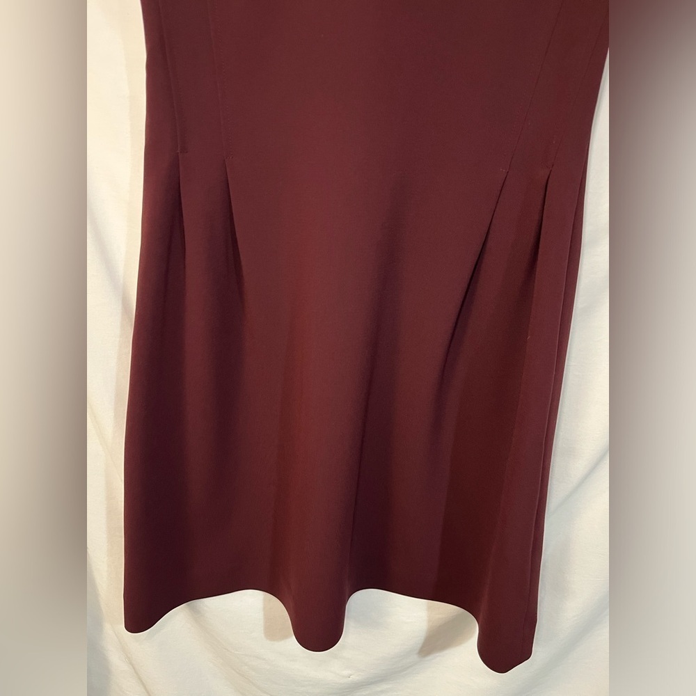 Theory Burgundy Admiral Crepe Fit & Flare Shirt Sleeve Round Neck Dress Sz 00 - Picture 9 of 16